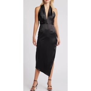 LULUS Glamorous Desires Asymmetric Satin Halter Dress ❤️NWT❤️IN STORES❤️